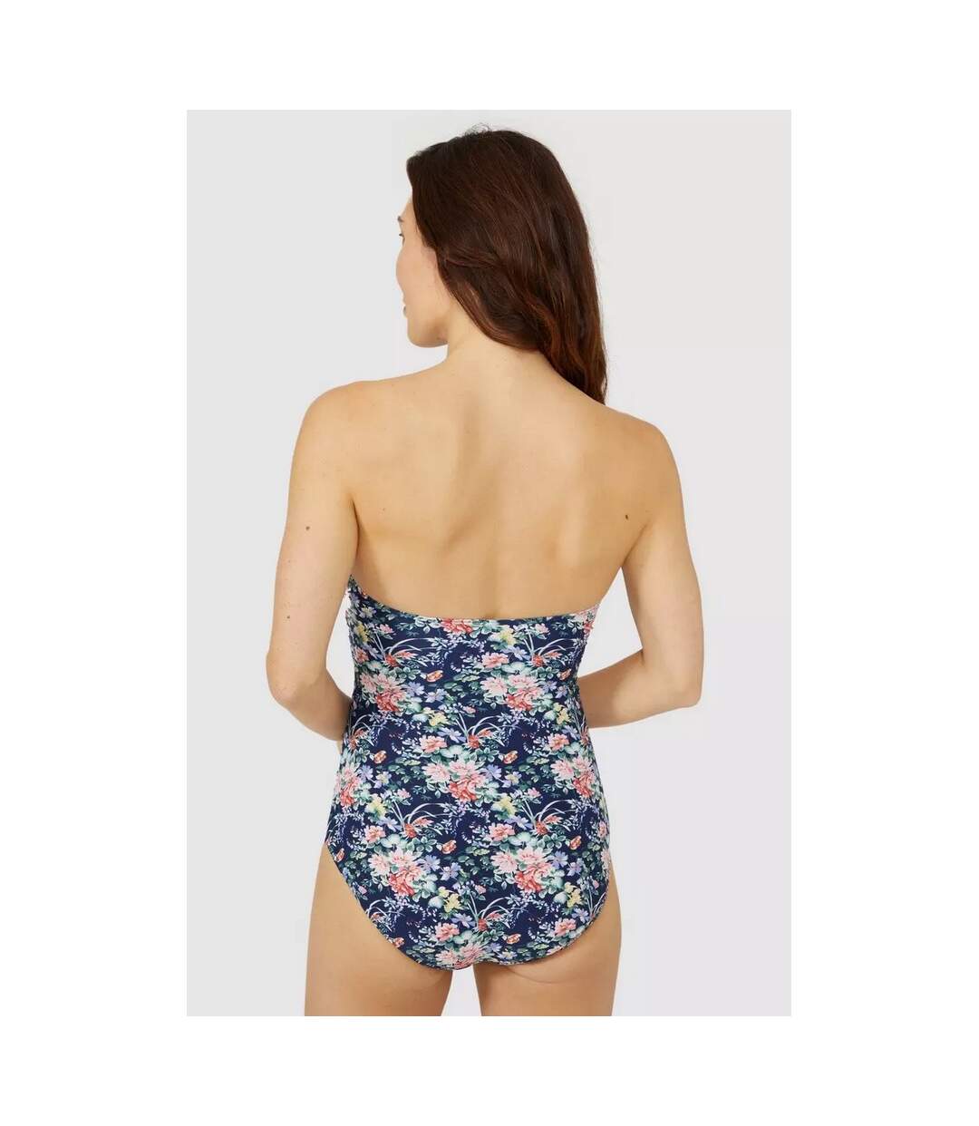 Womens/ladies floral bandeau one piece swimsuit navy Debenhams