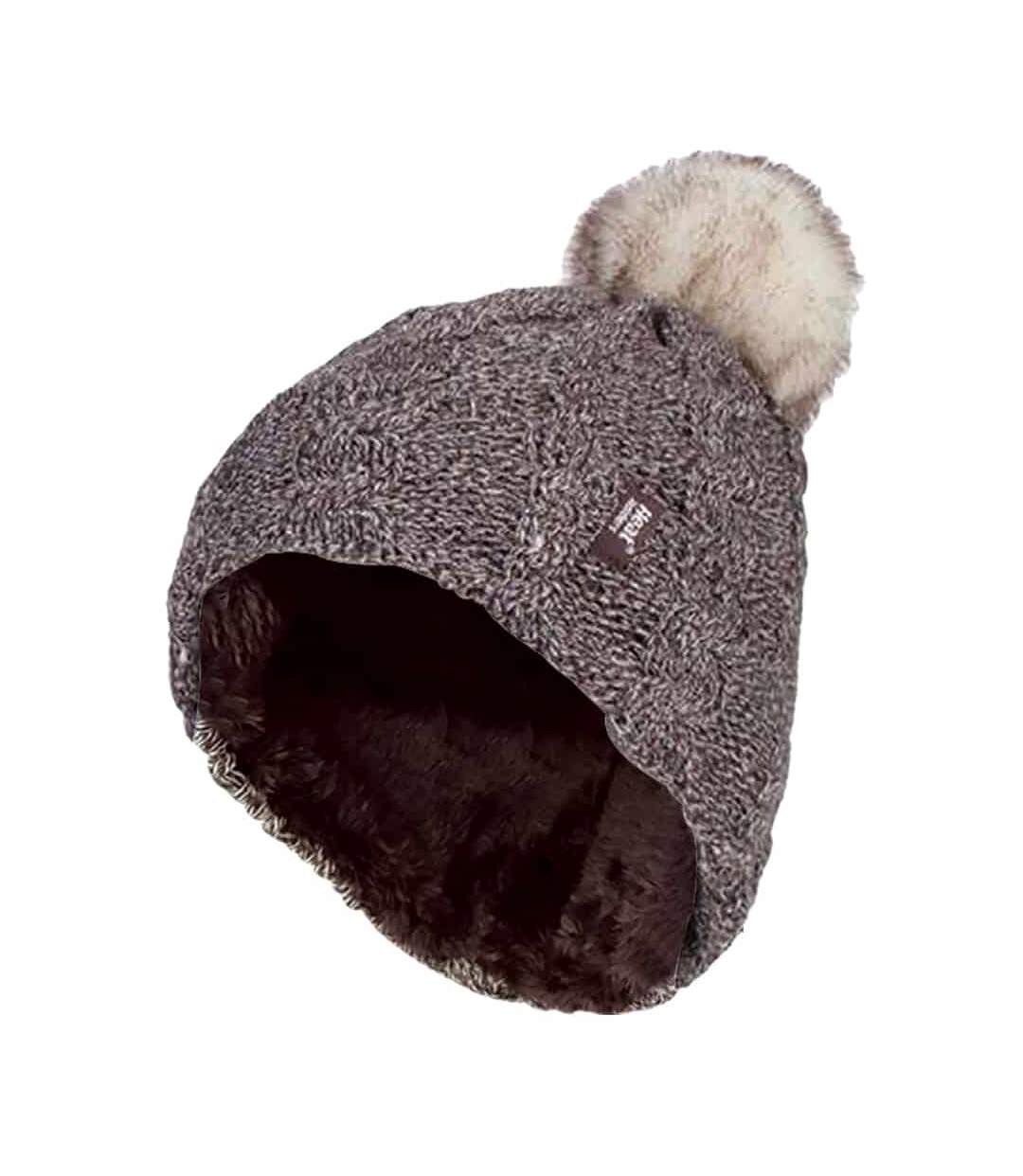 Bonnet Femme Thermique Doublé Polaire avec Pompon