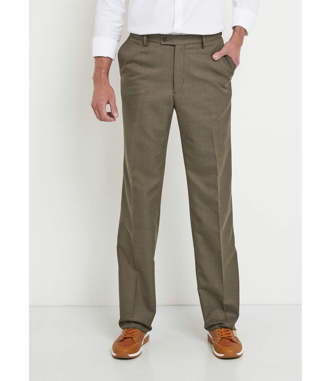 Pantalon ceinture ajustable invisible tissu sergé laine-1
