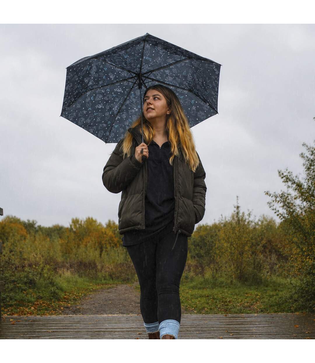 Compact Supermini Umbrella Highland Cow Cats & Dogs Travel Rain Umbrella-5