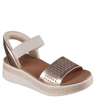 Womens/ladies Bobs Sun Ray Vegan Leather Sandals Rose Gold Skechers
