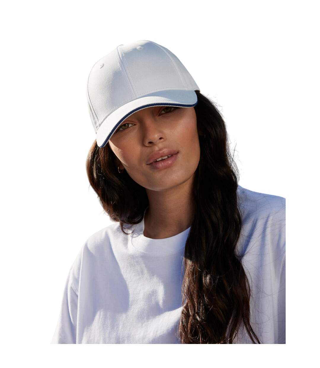 Casquette De Baseball Team Sports-tech Blanc Bleu Marine Français Beechfield-1