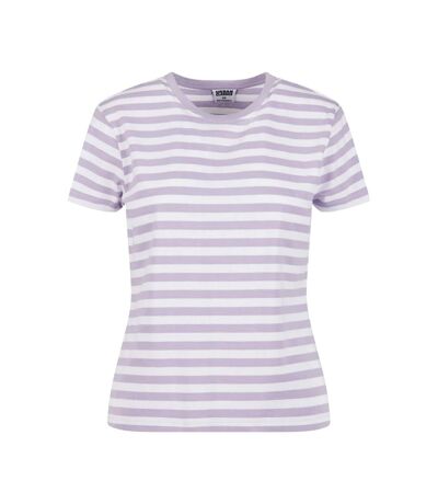 T-shirt Motif/style Rayé Femme Blanc Vieux Lilas Urban Classics