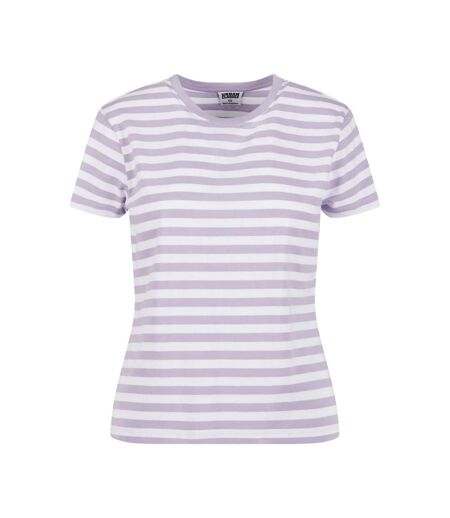 T-shirt Motif/style Rayé Femme Blanc Vieux Lilas Urban Classics