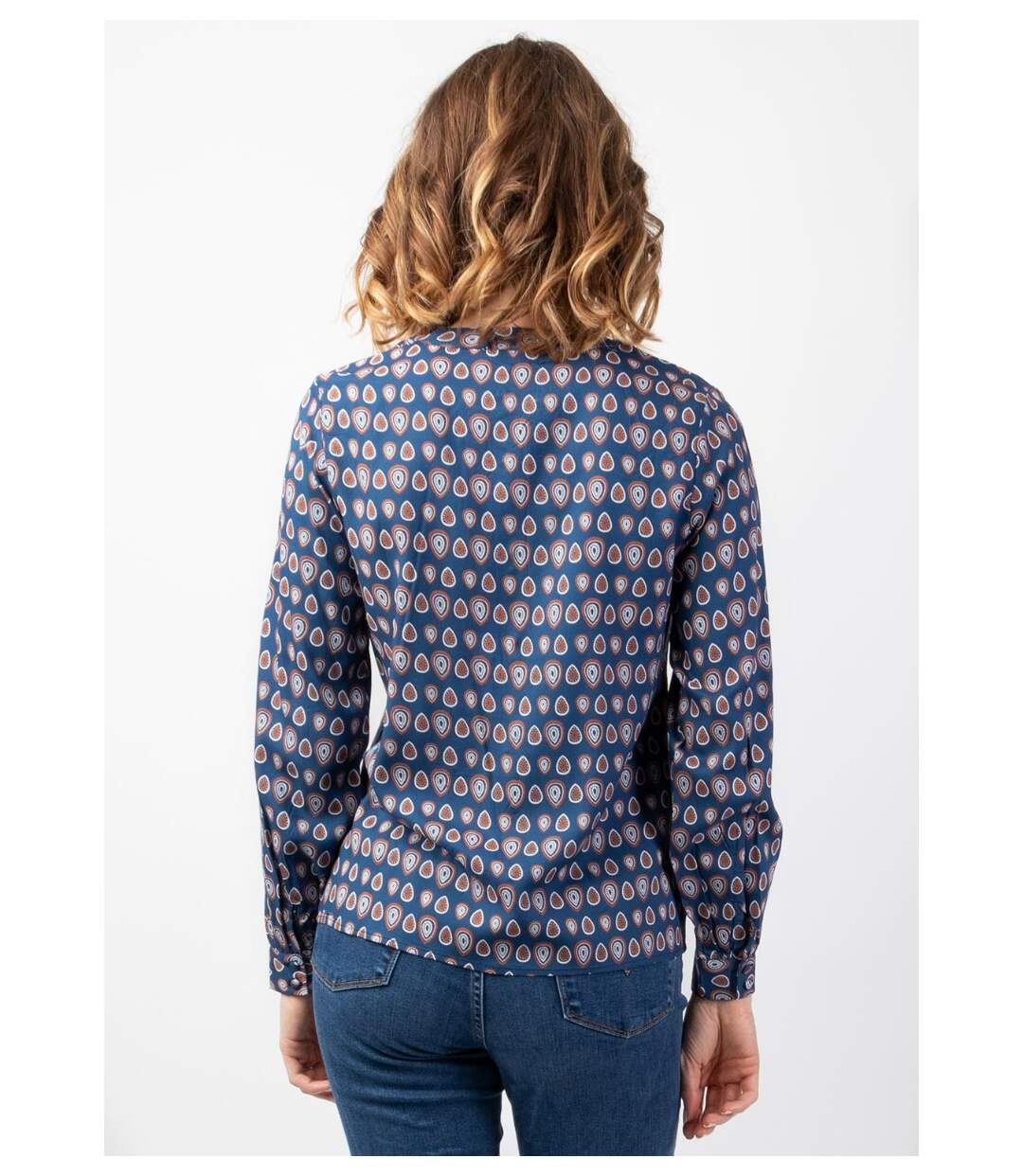 Top manches longues en viscose JOE imprimé ethnique bleu Coton Du Monde