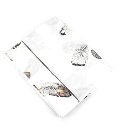 Drap plat percale pur coton PLUMES