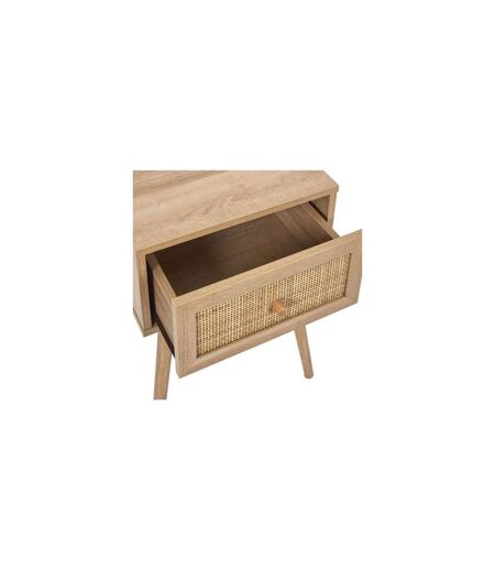 Table de chevet Bali avec 1 tiroir en rotin et panneaux de particules - Beige