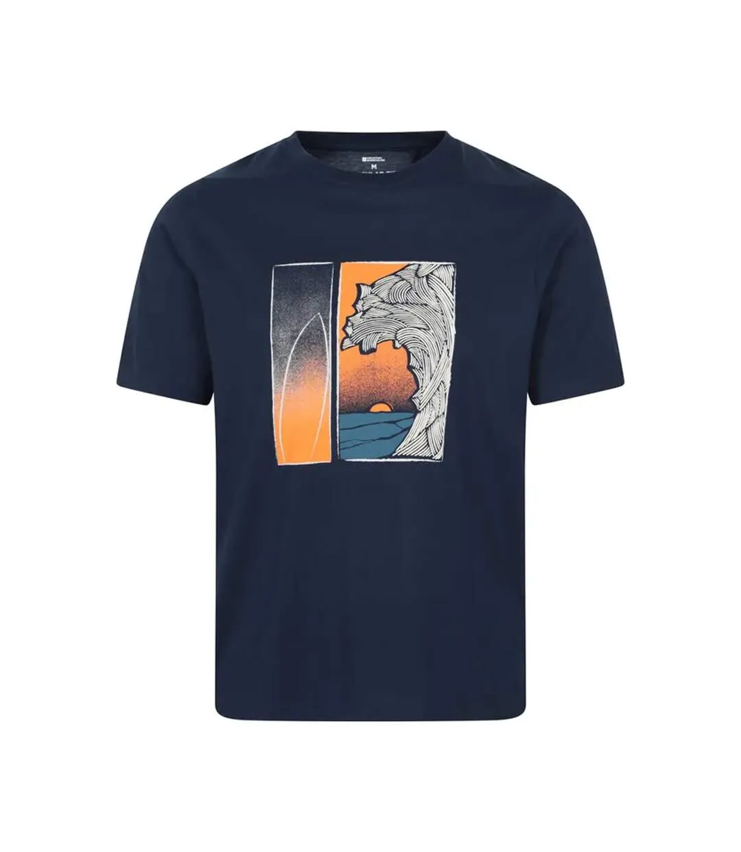 T-shirt En Coton Bio Motif/style Surfeur Homme Bleu Marine Imprimé Mountain Warehouse-2