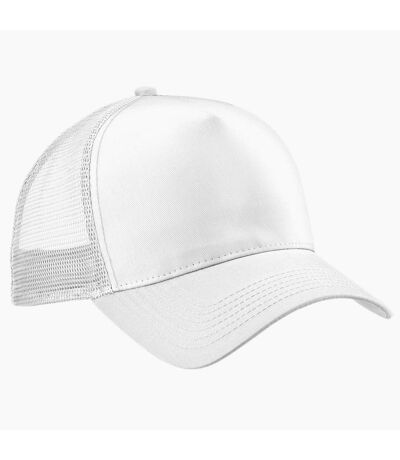 Beechfield Mens Half Mesh Trucker Cap / Headwear (Pack of 2) (White/White) - UTRW6695