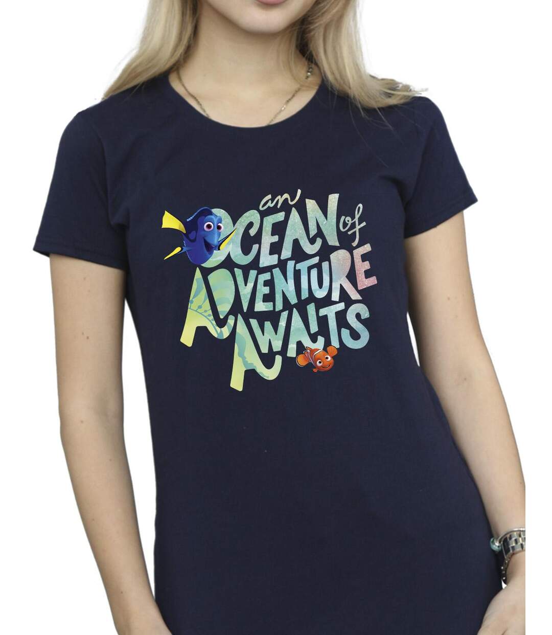 Disney T-shirt en coton Womens/Ladies Finding Dory Ocean Of Adventure (Bleu marine) - UTBI20189-3