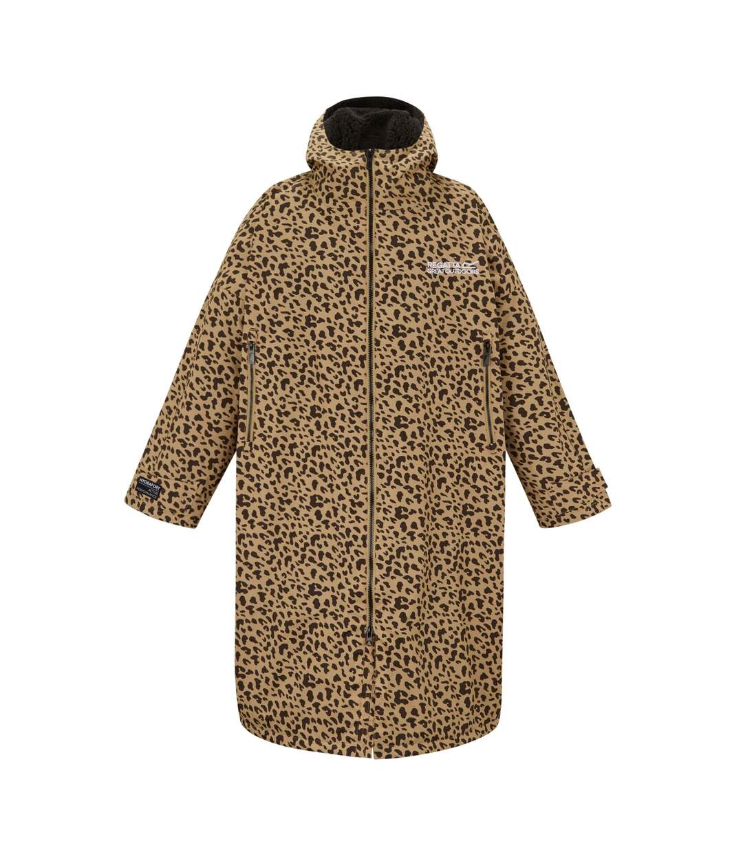 Unisex Adult Leopard Print Waterproof Reversible Changing Robe Multicoloured Regatta-2