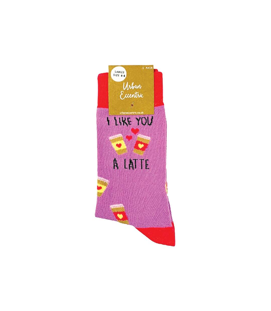 1 Pack Ladies Novelty Cotton I Like You a Latte' Socks-2