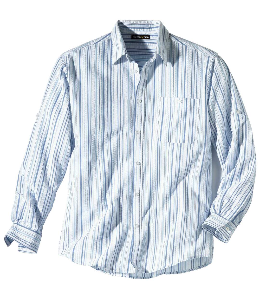 Men's Blue Striped Long Sleeve Shirt  Atlas For Men