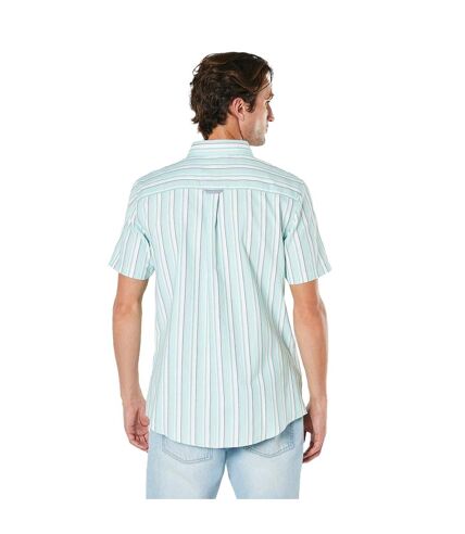 Mens stripe oxford short-sleeved shirt green Maine