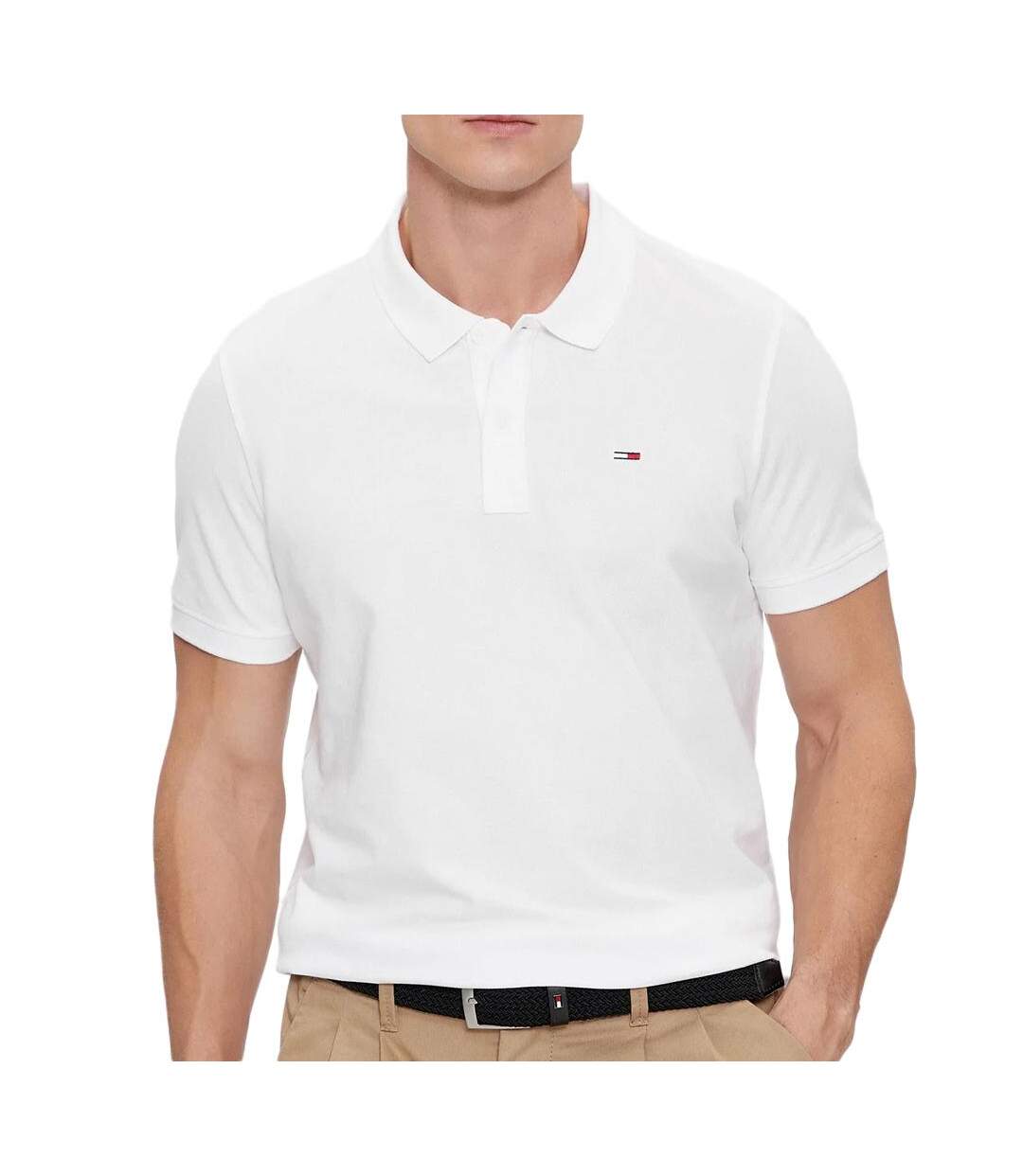 Polo Blanc Homme Tommy Jeans Placket - 3XL