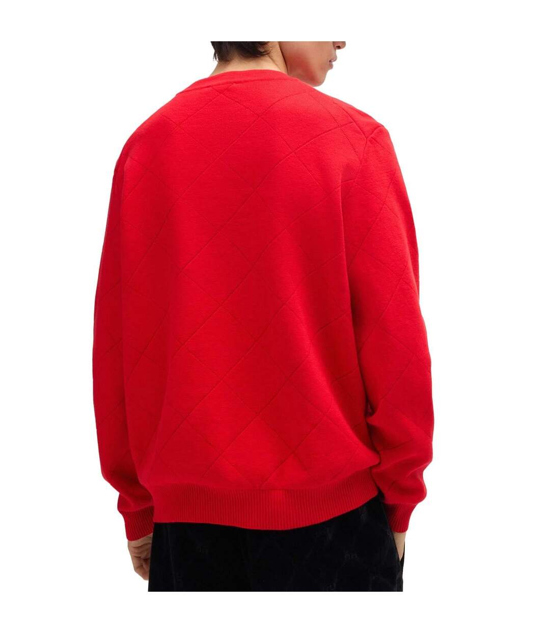 Mens Symond Square Knitted Sweatshirt Pink Hugo-3