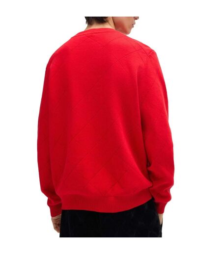 Mens Symond Square Knitted Sweatshirt Pink Hugo