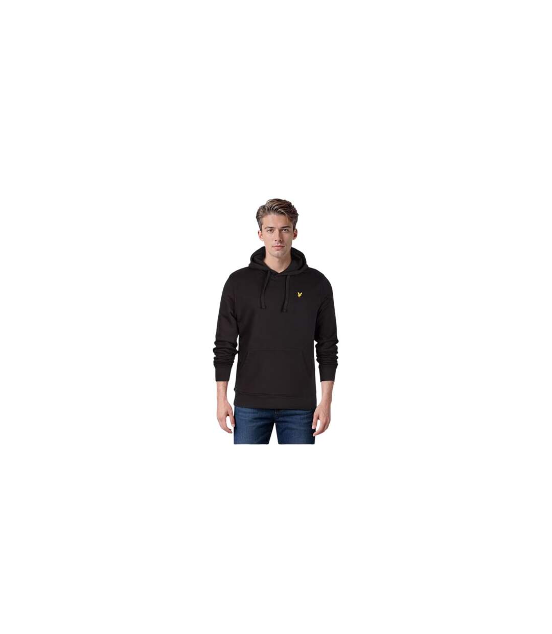 Mens Embroidered Logo Hoodie Jet Black Lyle & Scott-1