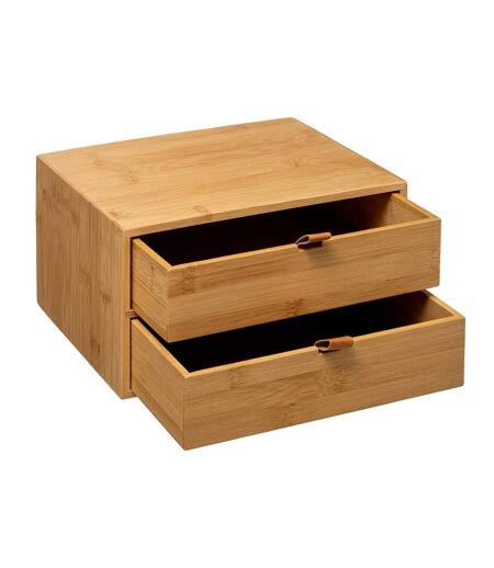 Boîte Déco 2 Tiroirs Bambou 25cm Naturel