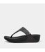 Womens/ladies Lulu Glitz Toe Post Wedge Sandals Black Fit Flop-1
