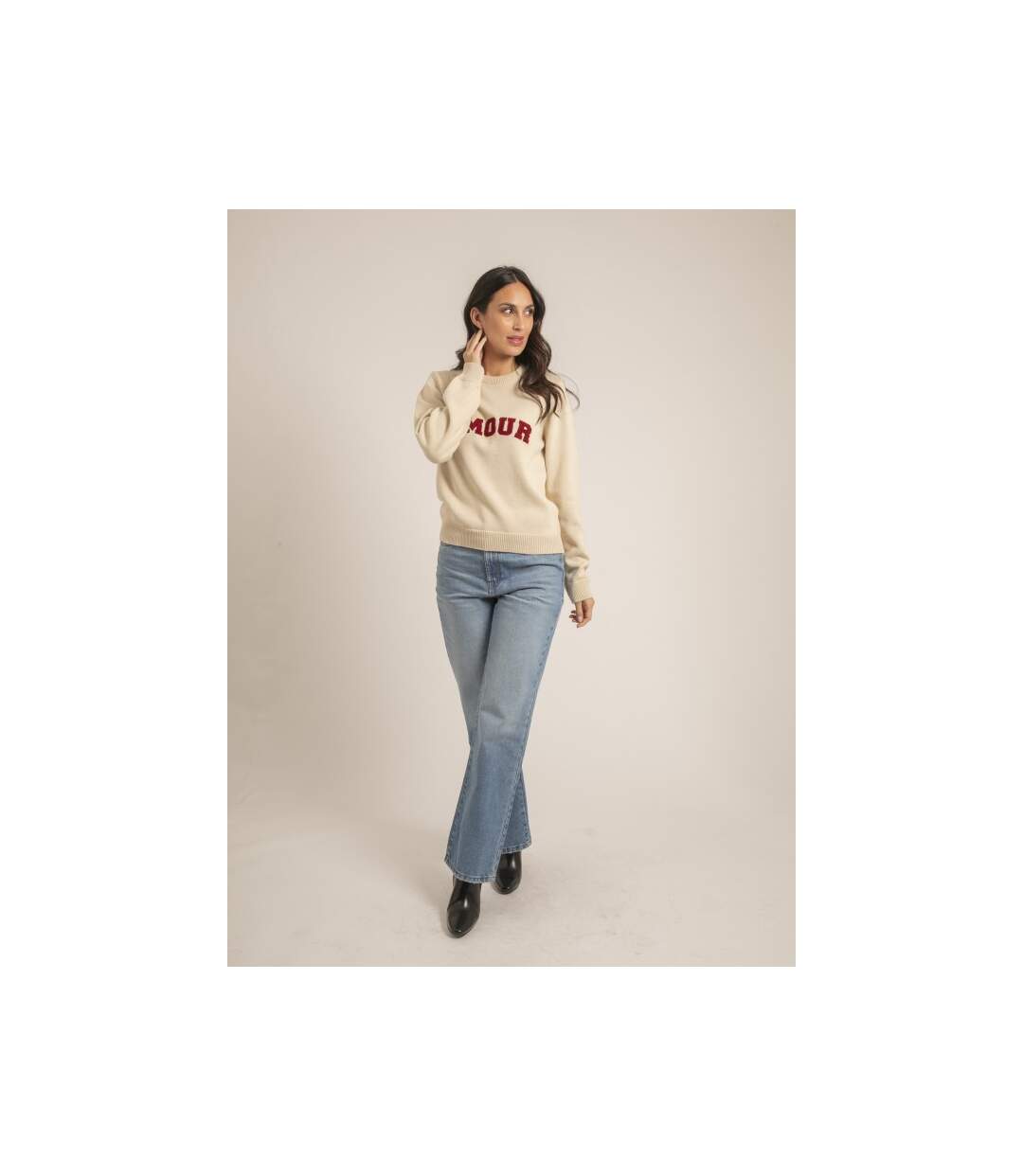 Pull col rond pur coton message KOURI - Dona X Lisa-2