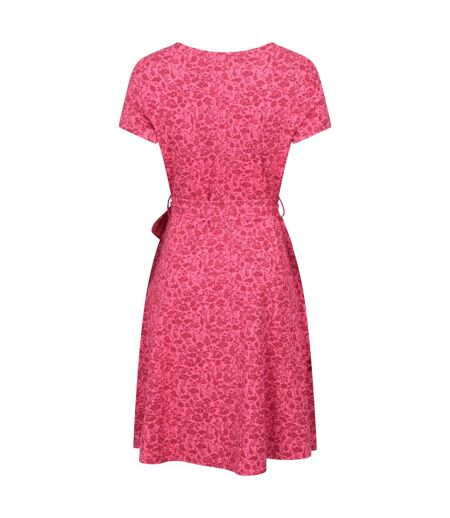 Womens/ladies Santorini Flower Jersey Wrap Dress Red Mountain Warehouse