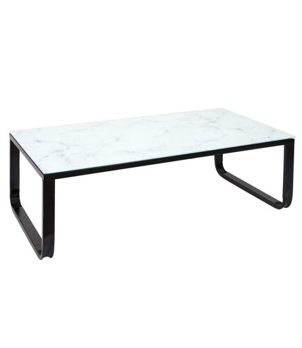 Table basse en verre effet marbre - Blanc et Noir