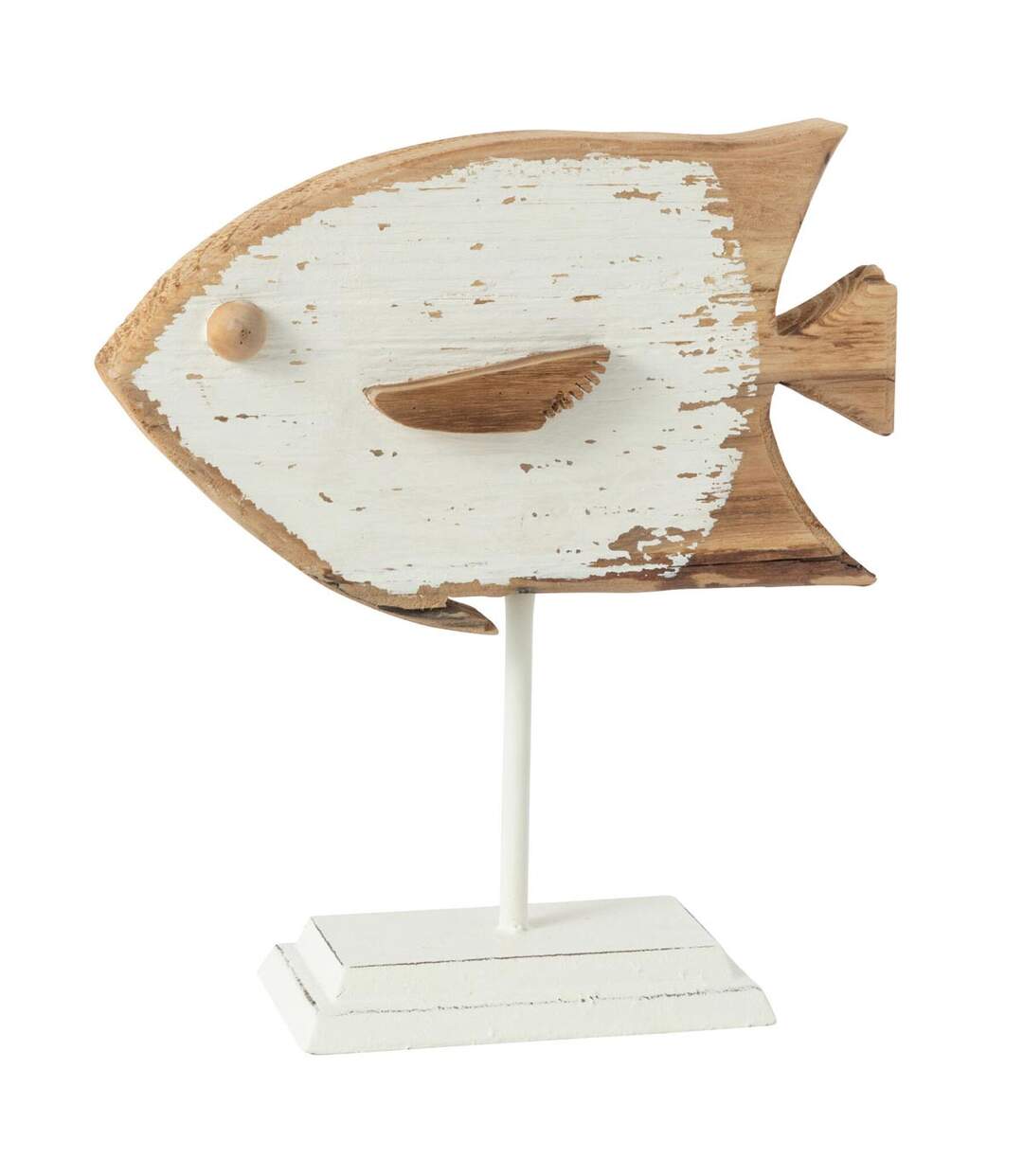 Statuette Poisson sur Pied Boli 28cm Naturel & Blanc-1
