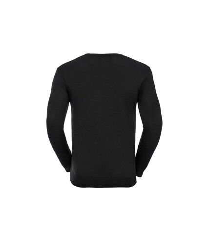 Russell Collection Mens Cotton Acrylic V Neck Sweatshirt (Black)