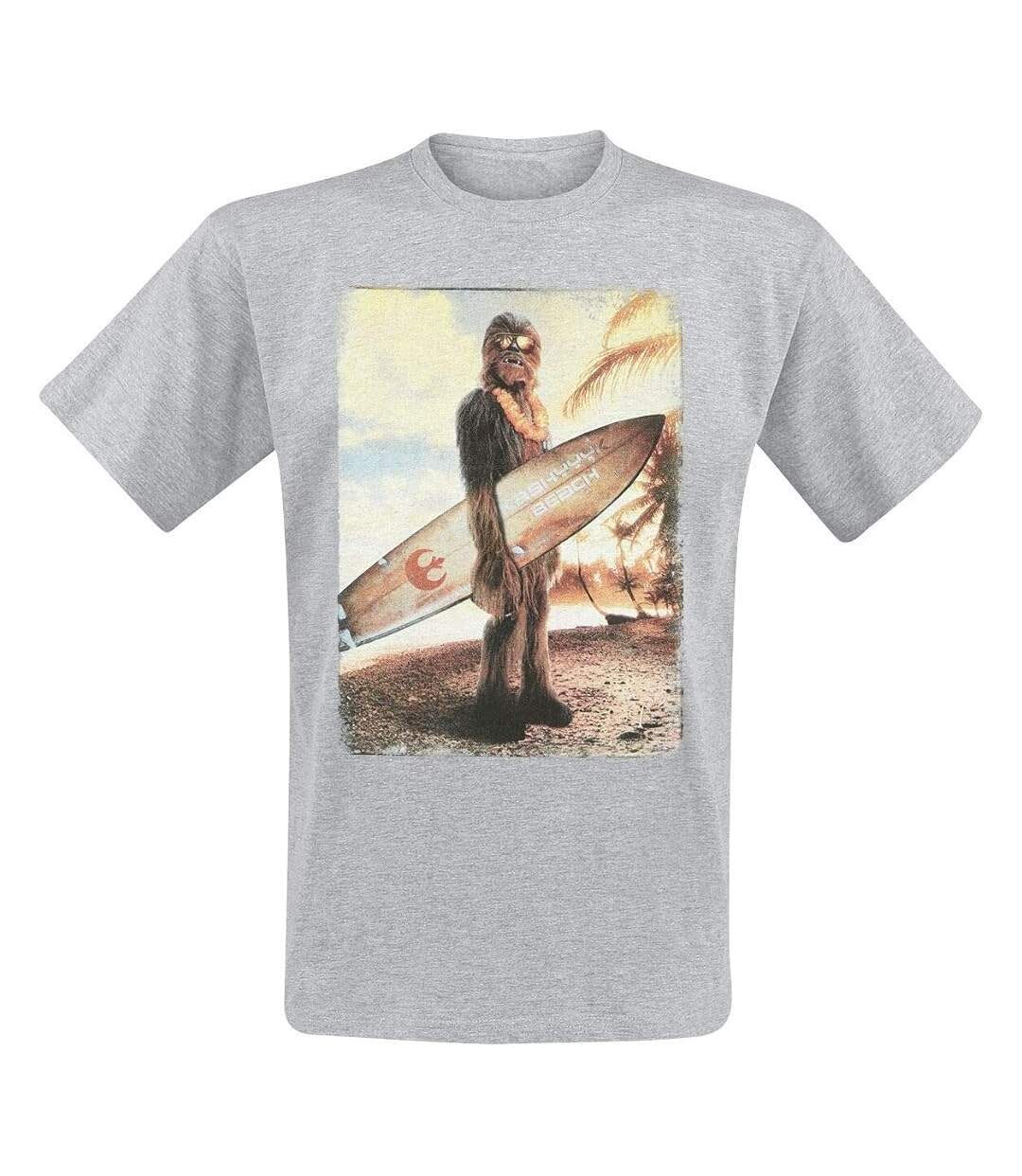 T-shirt Chewie On The Beach Homme Gris Star Wars-2
