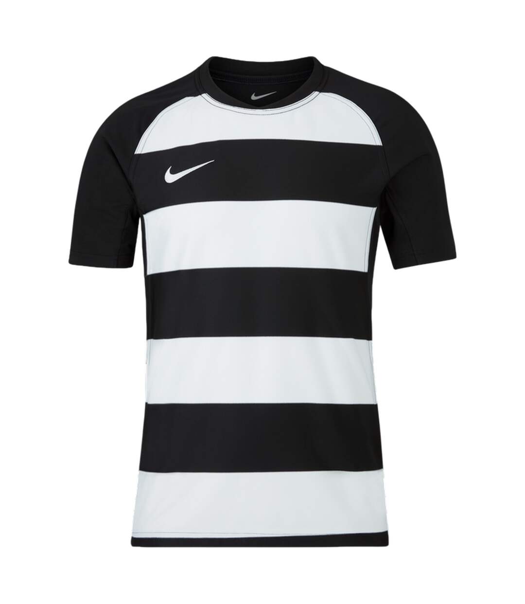T-shirt Manches Raglan Rugby Motif/style Rayures Contrastées Homme Noir Blanc Nike-1