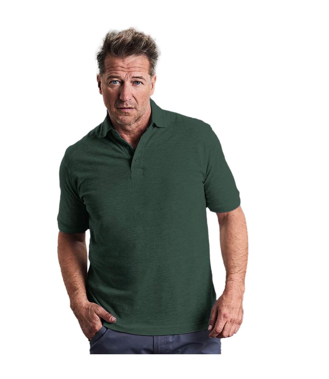 Polo À Manches Courtes Hommes Vert Bouteille Russell-1