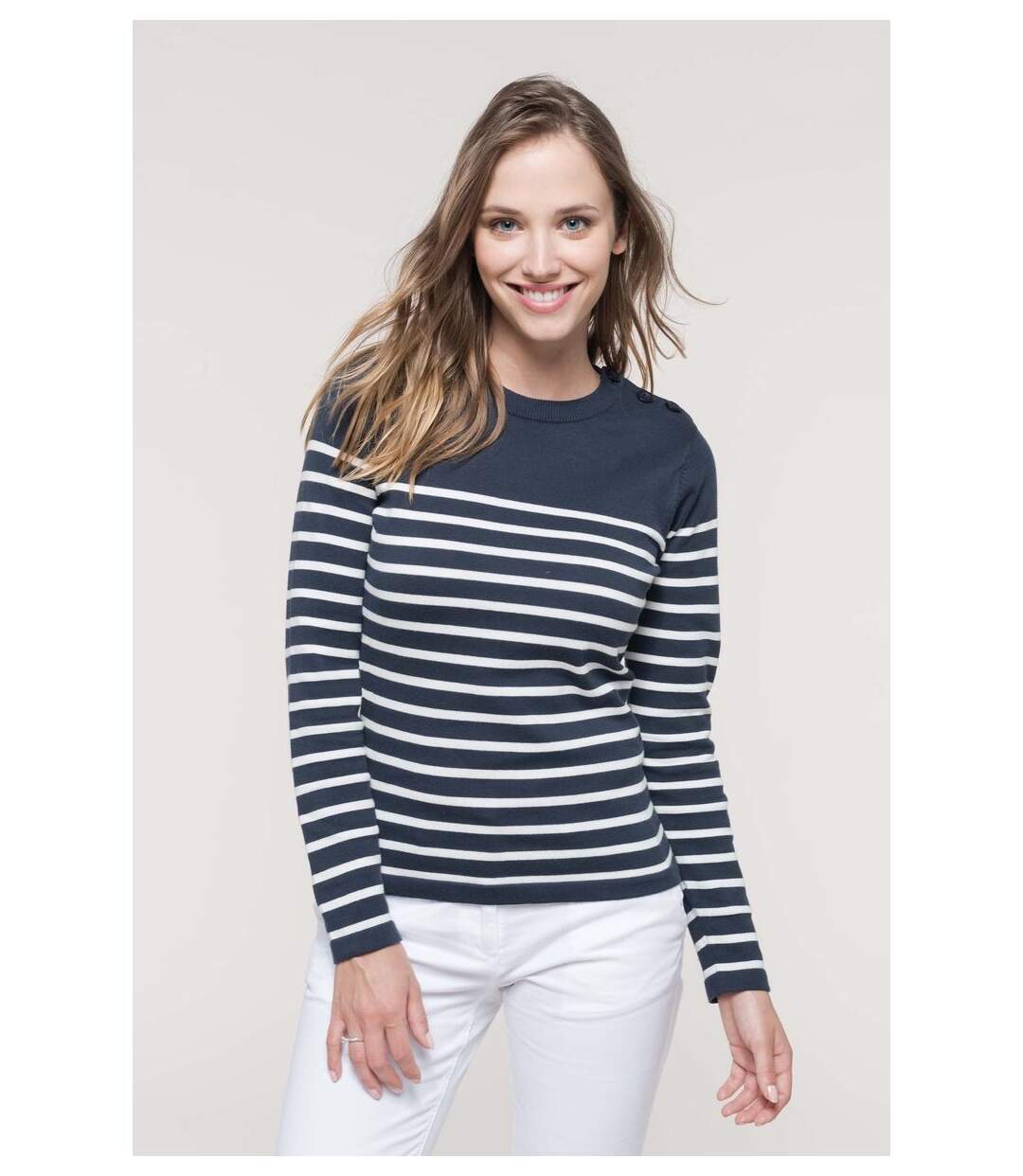 Pull marin marinière femme - K990 - bleu marine