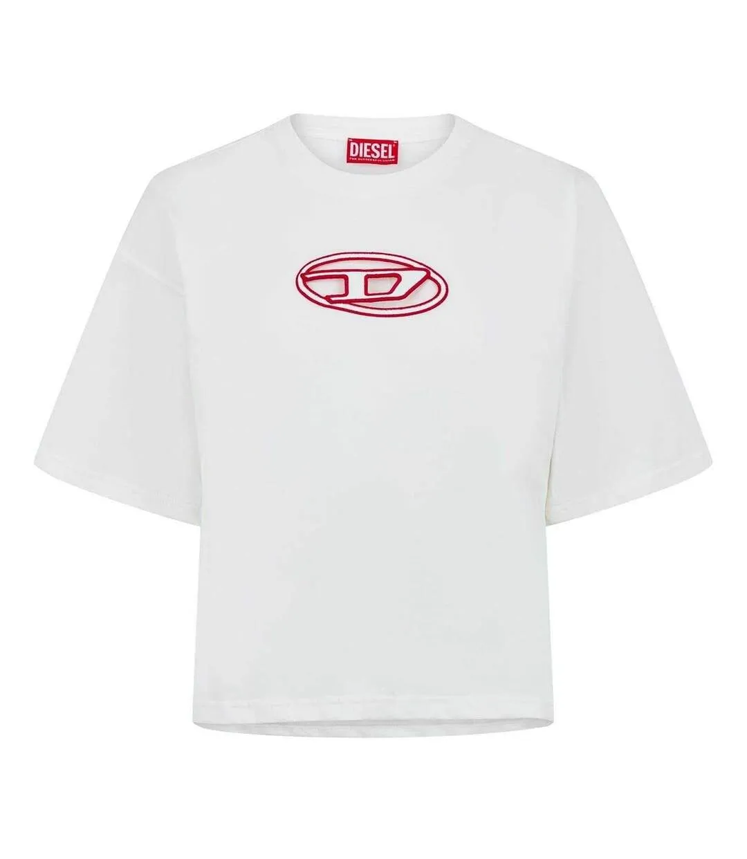 T-shirt Court Motif/style Logo Ovale Femme Blanc Diesel-1