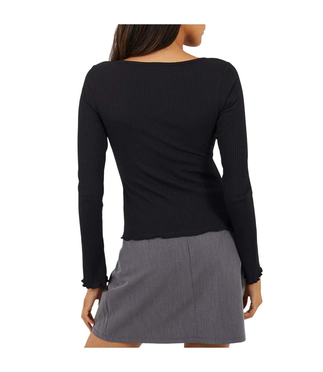 Haut Manches Longues Motif/style Côtelé Femme Noir Brave Soul-3