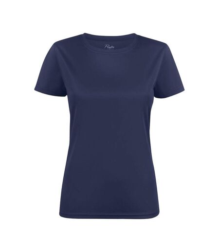 Womens/ladies Run T-shirt Navy Printer RED