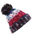 Womens/ladies Corkscrew Pom Pom Beanie Noir Beechfield-1