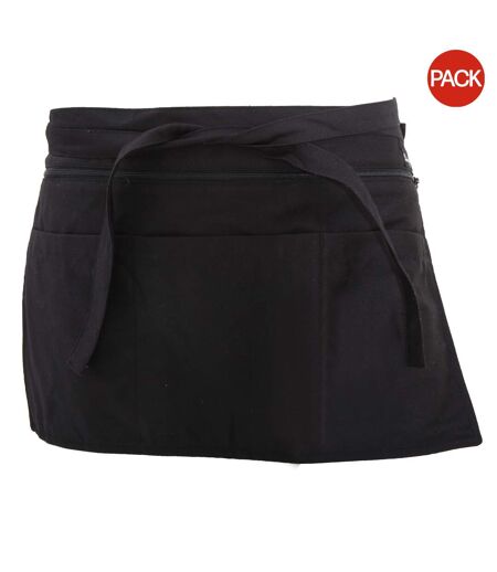 Pack of 2  Full zip multi pocket workwear apron  one size black Dennys