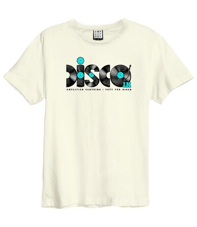 Mens disco discs t-shirt vintage white Amplified