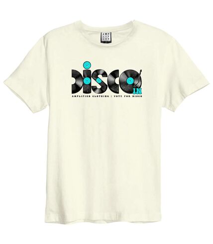 Mens disco discs t-shirt vintage white Amplified