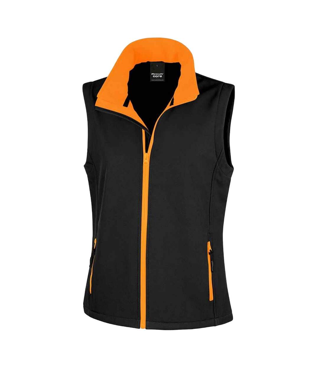 Womens/ladies core printable soft shell bodywarmer black/orange Result