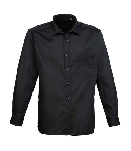 Mens poplin long-sleeved shirt black Premier