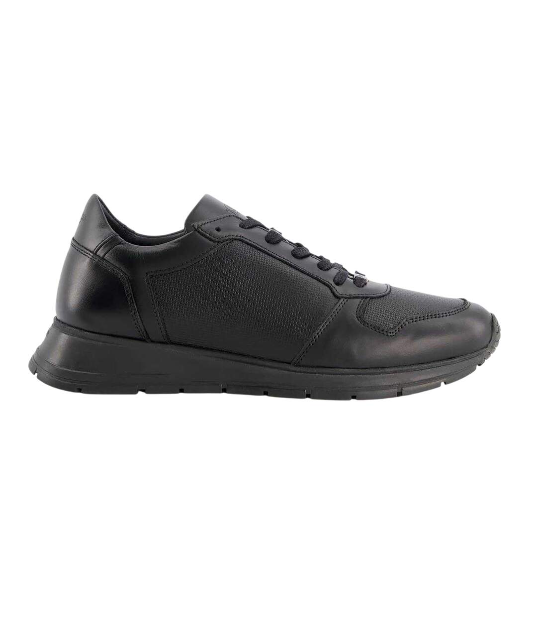 Mens Treats Plain Leather Trainers Black Dune London-1