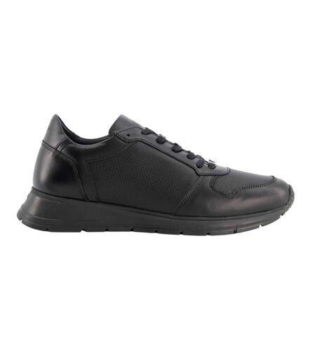Mens Treats Plain Leather Trainers Black Dune London