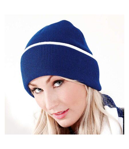 Beechfield Unisex Knitted Winter Beanie Hat (Bright Royal/White) - UTRW251