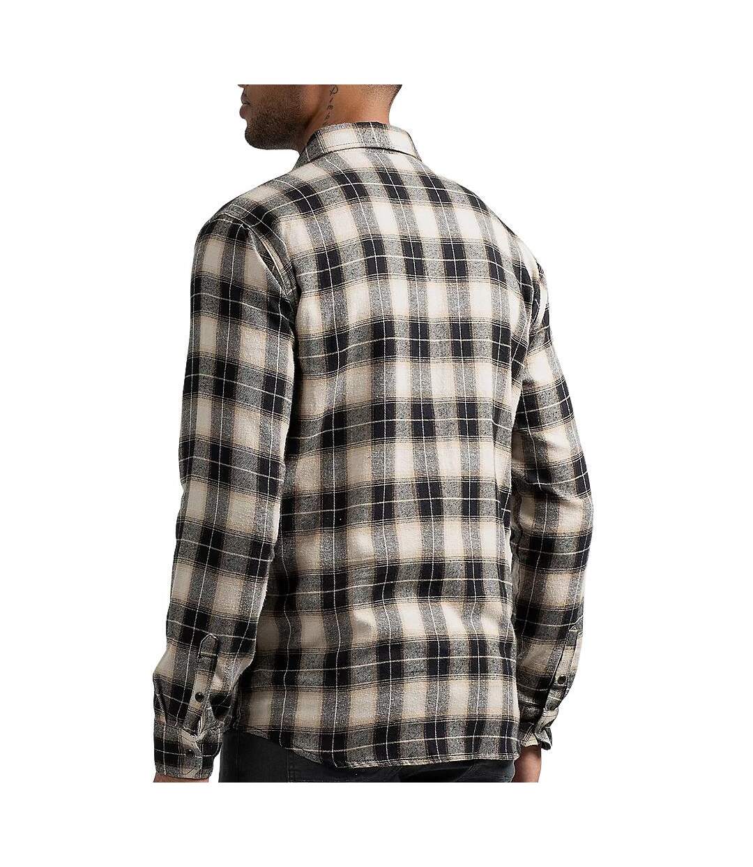 Chemise manches longues beige/noir homme sun valley abee-2