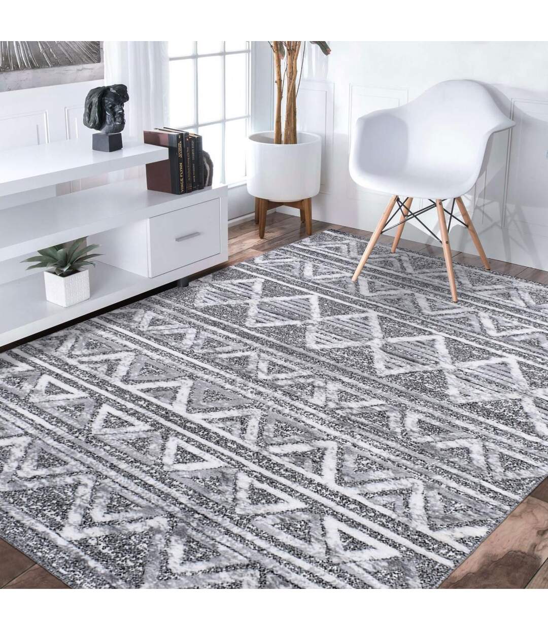 Tapis longs poils shaggy tissé motif berbère LANDA-2