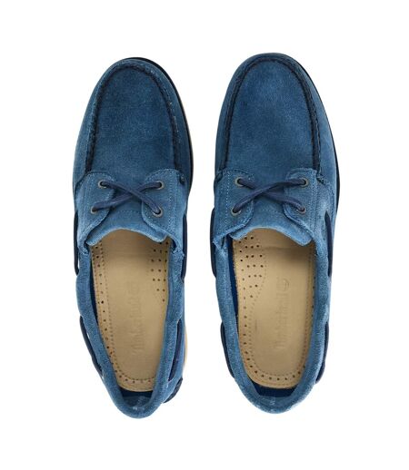 Mens Classic Textured Suede Lace Up Boat Shoes Medium Blue Timberland