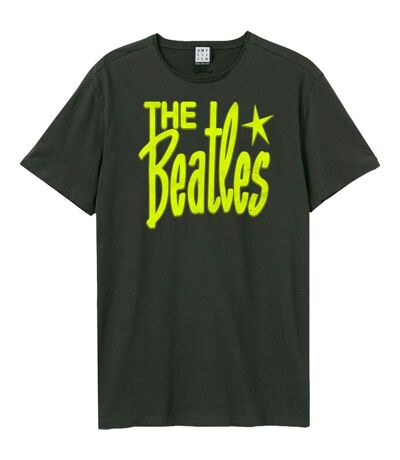 Unisex adult retro logo the beatles t-shirt charcoal Amplified