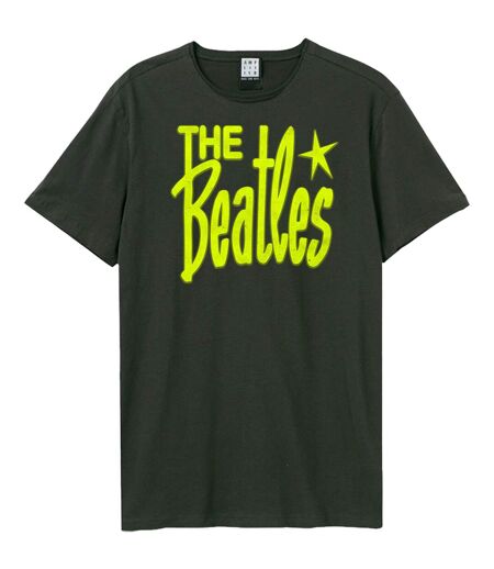 Unisex adult retro logo the beatles t-shirt charcoal Amplified